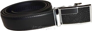 Cinturón de vestir de cuero para hombre (L) cinturón de bloqueo automático negro cinturón de pista de bloqueo rápido para hombre - Imagen 1 de 12