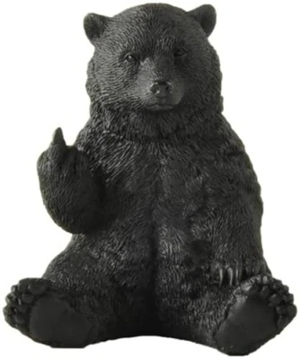 Black Bear Raising Middle Finger Figurine Holiday Stocking Stuffer BULL & BEAR - Image 1 of 4