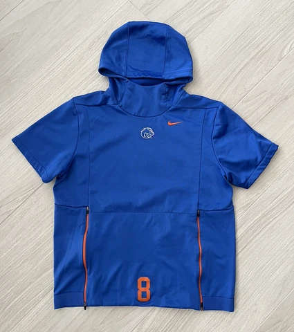 GAME USED Nike Boise State Broncos Shirt Sleeve Sideline Hoodie Mens Large Cover