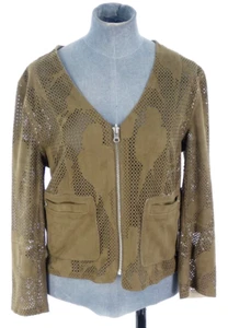 Urbancode London Leather Jacket Brown Cut Pockets Reversible Zip V Neck Size S - Picture 1 of 22