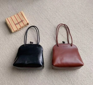 UMA WANG Retro Wide Shoulder Strap Cowhide Handbag Messenger Bag Real Leather - Picture 1 of 19