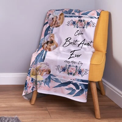 Personalisierte Sommerliche Blumen Beste Tante Foto Design Weiche Fleece Decke - Bild 1 von 4