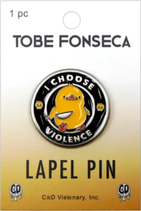 Tobe Fonseca Duck with Knife "I Choose Violence" Badge Button Lapel Enamel Pin - Picture 1 of 3
