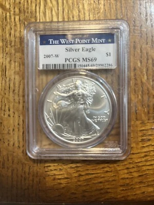 W PCGS MS-69 2007. Hermosa moneda American Silver Eagle sin manchas  Foto 1 de 2