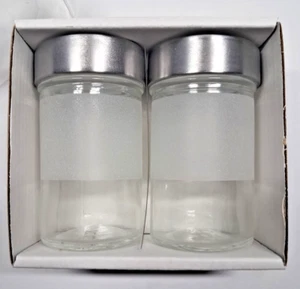 Ikea DROPPAR 3 oz Frosted Glass Spice Jar 2 Pack Jars 3.5" with Lids 401.136.13 - Picture 1 of 14