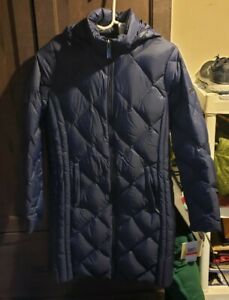 MICHAEL KORS Quilted Down Packable Hooded Puffer Jacket Coat Navy  ~ XS