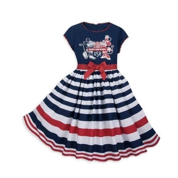 Vestido Parques Disney Pequeño Americana Fiesta Formal EE. UU. Mickey Minnie Mouse Niñas Foto 1 de 4