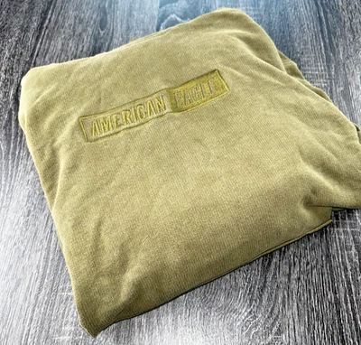 Sudadera con Capucha American Eagle Para Hombre Verde Oliva Pequeño Logo Pullover Sudadera Canguro Foto 1 de 4