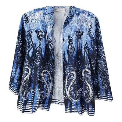 Chaqueta Chico’s Azul Ombre Lentejuelas Paisley Frente Abierto – Talla 1 / EE. UU. 8 Foto 1 de 4