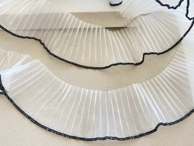 3 Yards Black & White  Organza Ruffled Trim /Sewing/Crafts/Upholstery/2.25" Wide - Image 1 of 4