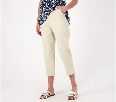 Denim Co Original Waist Side Pocket Crop Pant-Khaki-Petite XL-NEW-A601801 - Image 1 of 2