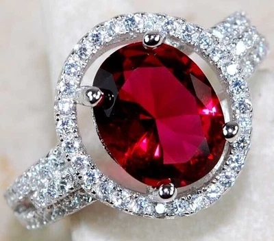 3CT Treated Ruby & Topaz 925 Solid Genuine Sterling Silver Ring Sz 6 &2-6 - Image 1 of 3