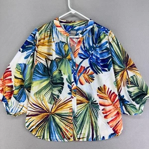 Chico's Bluse Damen 2 L Neu mit Etikett Tropical Bunt Urlaub V-Ausschnitt - Bild 1 von 9