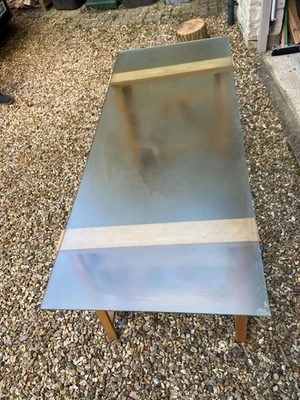 Vintage Solid oak adjustable double glass top table Habitat - Image 1 of 4