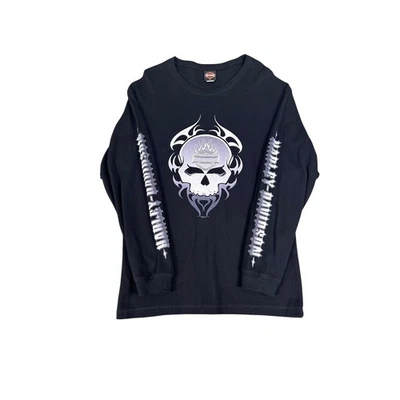Camiseta manga longa Y2K Harley Davidson Cape Cod motocicleta GG Willie G Skull - Imagem 1 de 4