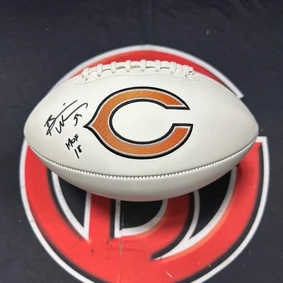 Brian Urlacher Autographed Chicago Bears Inscribed White Panel Football Beckett - Image 1 of 4