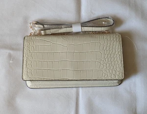 Mini Bandolera Ann Taylor Repujado con Correa de Cadena en Sombra Perla NUEVO - Imagen 1 de 11