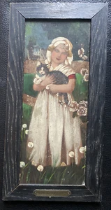 ::PORTRÄT MÄDCHEN IM KLEID MIT KATZE °SCHMEICHELKATZE JUGENDSTIL GRÜNDERZEIT ALT - Bild 1 von 9