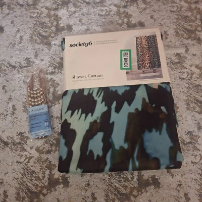 Society 6 Shower Curtain 68" x 72" Society6 Abstract Leopard Print w/ Hooks - Image 1 of 4