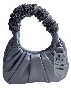 I.N.C. Bolso con asa de malla tachonada superior plisado International Concepts plateado satinado - Imagen 1 de 12