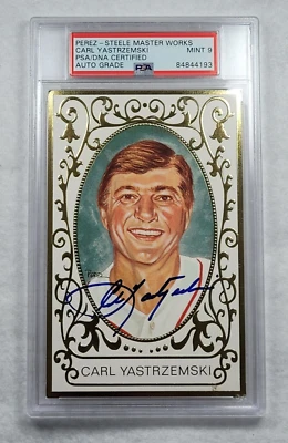 CARL YASTRZEMSKI Signed Perez Steele Postcard-HOF-BOSTON RED SOX-PSA 9 Auto - Image 1 of 4