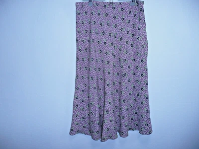 Falda Floral Sundance 100% Seda Forrada, Púrpura, Talla 4 Falda Columpio Midi Cremallera Lateral Foto 1 de 4