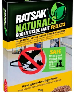 RATSAK NATURALS Rodent Bait Pellets 450g ANIMAL BIRD SAFE FREE SHIP in Aus - Picture 1 of 3