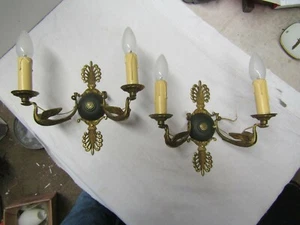 PAIRE D APPLIQUES BRONZE STYLE EMPIRE  1900 2 BRAS  - Picture 1 of 5