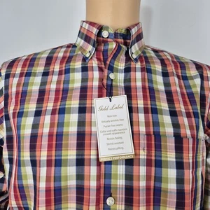 Roundtree & Yorke Gold Label Mens Shirt Size S Long sleeve Multicolor Coral (45) - Picture 1 of 9