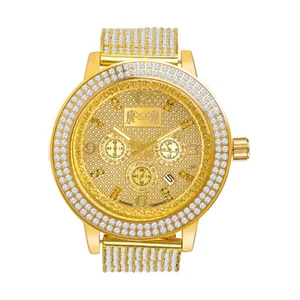 Genuine Diamond Khronos Jojino Joe Rodeo Custom Bezel Band Gold Tone Mens Watch - Picture 1 of 7
