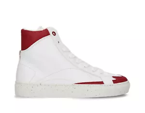 Vegan high-top white sneakers unisex lace-up casual on apple skin bamboo piñatex - Picture 1 of 8