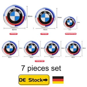 7x/set emblema para BMW 82,74,45,56mm delantero/trasero/director insignia DE - Imagen 1 de 6