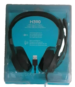 Logitech Wired Headset H390 with Noise Cancelling Microphone USB In-Line Control - Picture 1 of 1