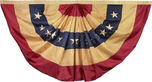Anley Vintage Style Tea Stained USA Pleated Fan Flag 1.5x3 Ft Polyester Antiqued - Picture 1 of 7