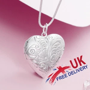 Stainless Steel Flower Heart Photo Locket Pendant Necklace Women Birthday Gifts - Picture 1 of 26