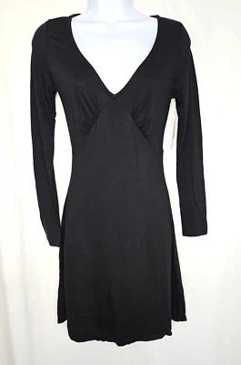 Mini vestido Nordstrom BP feminino preto manga longa gola V malha tamanho pequeno novo com etiquetas - Imagem 1 de 4