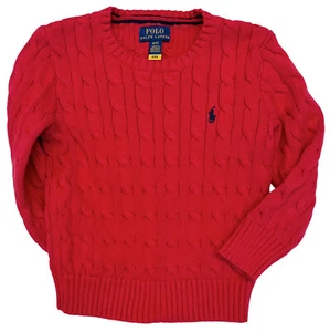 Polo Ralph Lauren Boys Cable Pullover Sweater Little Kids Sz 4T Red Pre-owned - Picture 1 of 2