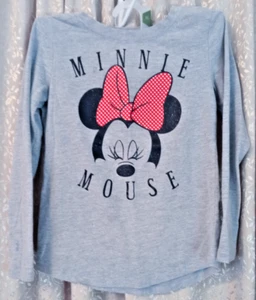 Disney Girl's Minnie Mouse With Large Red Bow Grey Long Sleeve Pull-Over Shirt 6 - Picture 1 of 4