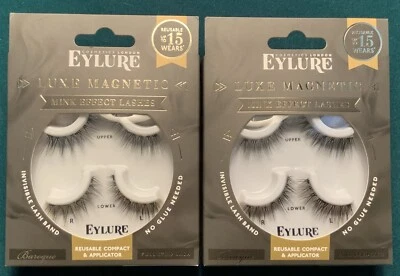 2 Pack Eylure LUXE Magnetic Full Strip Baroque Mink Effect Lashes  REUSABLE - Image 1 of 2