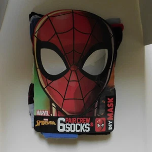 MARVEL Spiderman 6 Pair Crew Socks Men Shoe Size 8-12 - Picture 1 of 3