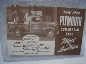 1940 PLYMOUTH PICKUP TRUCK DEALER POSTCARD UNUSED ORIGINAL - Foto 1 di 2