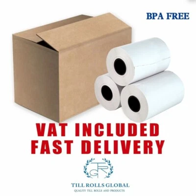 TILL ROLLS GLOBAL Thermal Till Rolls 57 x 40mm Credit Cards Machine 100 ROLLS Cash Register