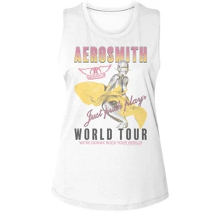 Aerosmith Just Push Play world Tour Women's Muscle Tank T Shirt Rock Band - Imagen 1 de 3