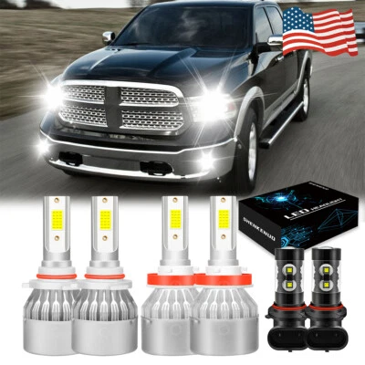 SHENKENUO For Ram 1500 2013 2014 2015 6x LED Bulbs Combo Headlights & Fog Lights