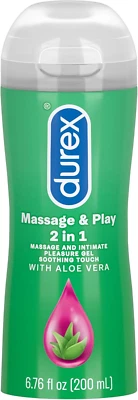 Lubricante 2 en 1 Durex Massage & Play, 6,76 OZ, tacto calmante con aloe vera Foto 1 de 4