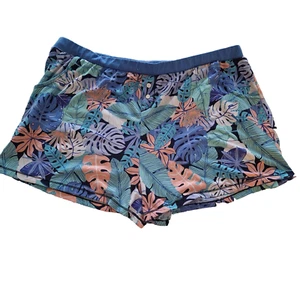 Cuddl Dud Pyjama Shorts Pull On Gr. XL Hawaii Blumen Tropical Taschen Blau - Bild 1 von 7