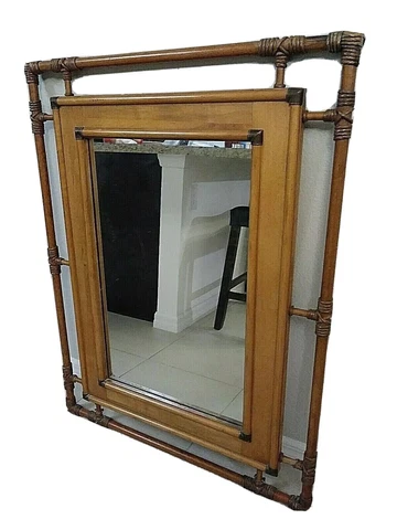 Vintage Lane Company 43" x 32.5" Large Wooden Rope Mirrored Unusual Frame Cover