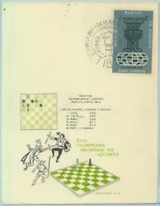 89839 - LA HABANA - HISTORIA POSTAL - CUBIERTA ESPECIAL Y MATASELLOS 1968 AJEDREZ - Imagen 1 de 1