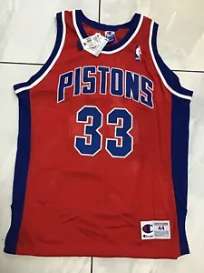 NWT!  Vtg 1995 GRANT HILL DETROIT PISTONS AUTHENTIC RED Jersey #33 Sz 44 USA ROY - Picture 1 of 24