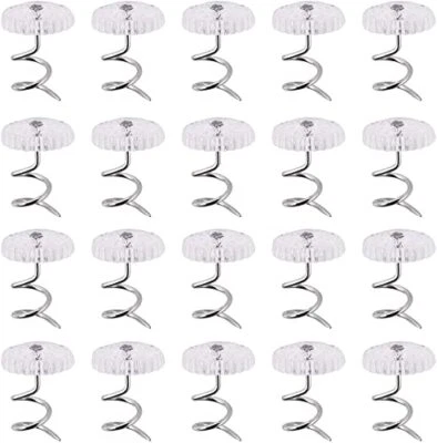 20 Upholstery Pins Bed Skirt Fabric Screws Twist Holders Headliner Tacks Clear